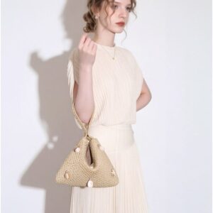 Apricot Tencel round neck pleated top and skirt for women 2026 summer new style waist-cinching temperament commuting outfit