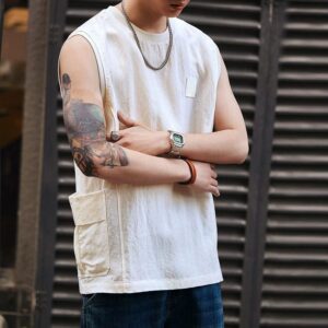 Green Deer American Lyocell Breathable Linen Vest Men's Summer Trendy Loose Waistcoat Casual Sleeveless T-Shirt for Men