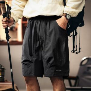 Green Deer American Retro Ice Silk Thin Casual Shorts Men's 2026 Summer Loose Outdoor Workwear Quarter Pants