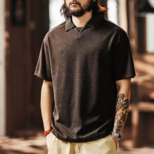 Green Deer American retro old money style knitted fake two-piece Polo shirt for men summer trendy casual short-sleeved T-shirt for men