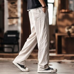 Green Deer American Tencel Lyocell Cool Straight Pants Men's Summer Trendy Loose Linen Drape Casual Pants Men