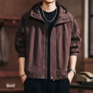 Green Deer American Windproof Hooded Jacket Men's Loose Spring and Autumn New Trendy Brand Outdoor Workwear Jacket