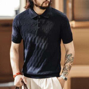 Green Deer trendy brand lapel twist Polo shirt for men in summer trendy brand old money style knitted sweater short-sleeved commuter top