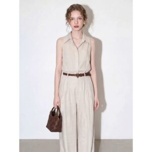Linen Tencel Sleeveless Shirt Wide Leg Pants Suit Women's 2026 Summer New Style Waist Slimming Minimalist Relaxation