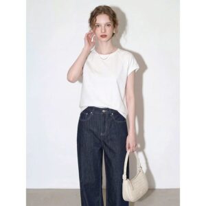 White round neck short-sleeved T-shirt for women 2026 summer new loose simple style versatile casual top for commuting